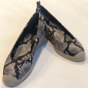 Tory Burch satin snake skin espadrilles
